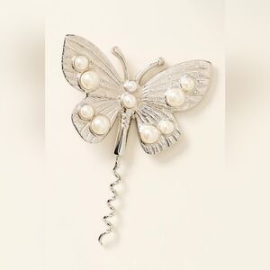 Anthropologie Delphine Butterfly Wine Screw Silver